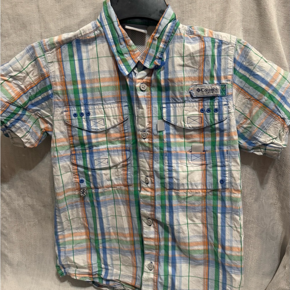Columbia Blue and Green Button Down Shirt
